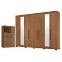 Ver imagem 1 de Guarda Roupa Casal Master New 8 Portas 4 Gavetas com Espelho e Pés Cômoda 1 Porta 6 Gavetas Jatob