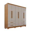 Ver imagem 3 de Guarda-roupa Casal Balder Premium 6 Portas 4 Gavetas com Pés Cinamomo/off White - Pnr Móveis