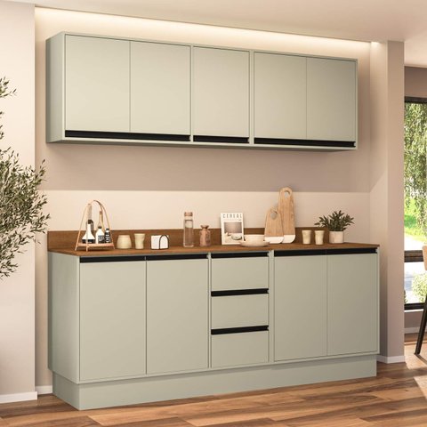 Armário de Cozinha Modulada 4 Peças 200cm com Tampo 250046 Koya Politorno