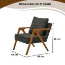 Ver imagem 2 de Poltrona para Recepção Mona Premium Linho Cinza e Base Madeira Maciça - Donalu Decor