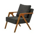 Ver imagem 5 de Poltrona para Recepção Mona Premium Linho Cinza e Base Madeira Maciça - Donalu Decor