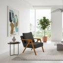 Ver imagem 3 de Poltrona para Recepção Mona Premium Linho Cinza e Base Madeira Maciça - Donalu Decor