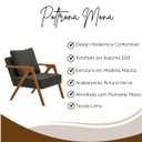 Ver imagem 4 de Poltrona para Recepção Mona Premium Linho Cinza e Base Madeira Maciça - Donalu Decor