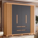 Ver imagem 2 de Guarda Roupa Casal Doble 6 Portas e 4 Gavetas Freijó/Titanium - Móveis Albatroz