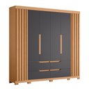 Ver imagem 1 de Guarda Roupa Casal Doble 6 Portas e 4 Gavetas Freijó/Titanium - Móveis Albatroz