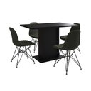 Ver imagem 6 de Mesa Jantar Londres Tampo Preto 120cm 4 Cadeiras Ferro Preto Estofado Verde