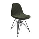 Ver imagem 4 de Mesa Jantar Londres Tampo Preto 120cm 4 Cadeiras Ferro Preto Estofado Verde