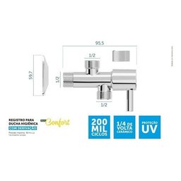 Registro 1/4 Com Derivação Para Ducha Higiênica 200218 Blukit - Cromado - 3