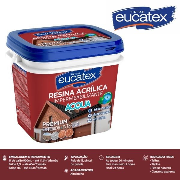 Resina Acrílica Multiuso Eucatex Acqua 3,6L - Ceramica Telha - 3