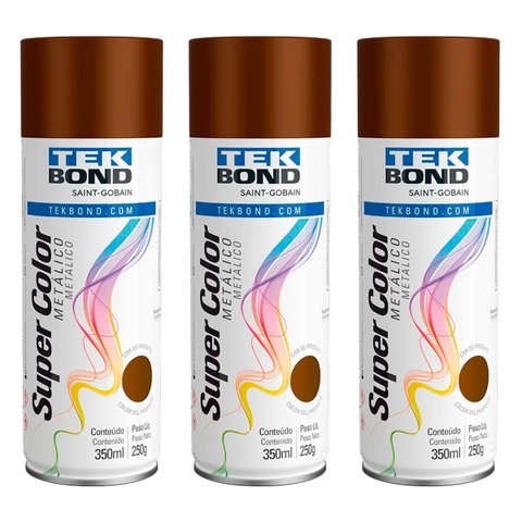 Kit 3 Tinta Spray Cobre Metálico Tekbond 350ml/250g
