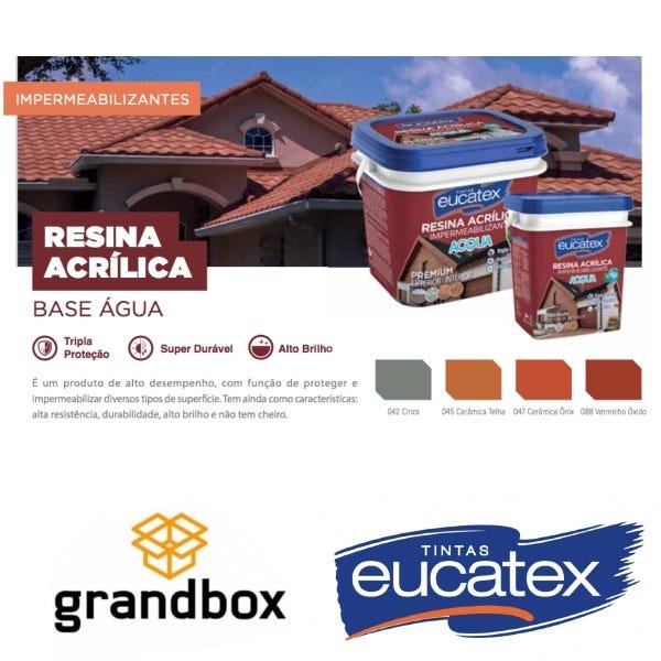 Resina Acrílica Multiuso Eucatex 3,6L (C/ Rolo Espuma) - Ceramica Telha - 3
