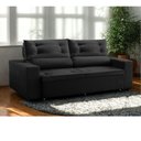 Ver imagem 1 de Sofá Retrátil e Reclinável 2 Lugares com Molas 1,50m Lisboa Suede Preto Mirra Decor