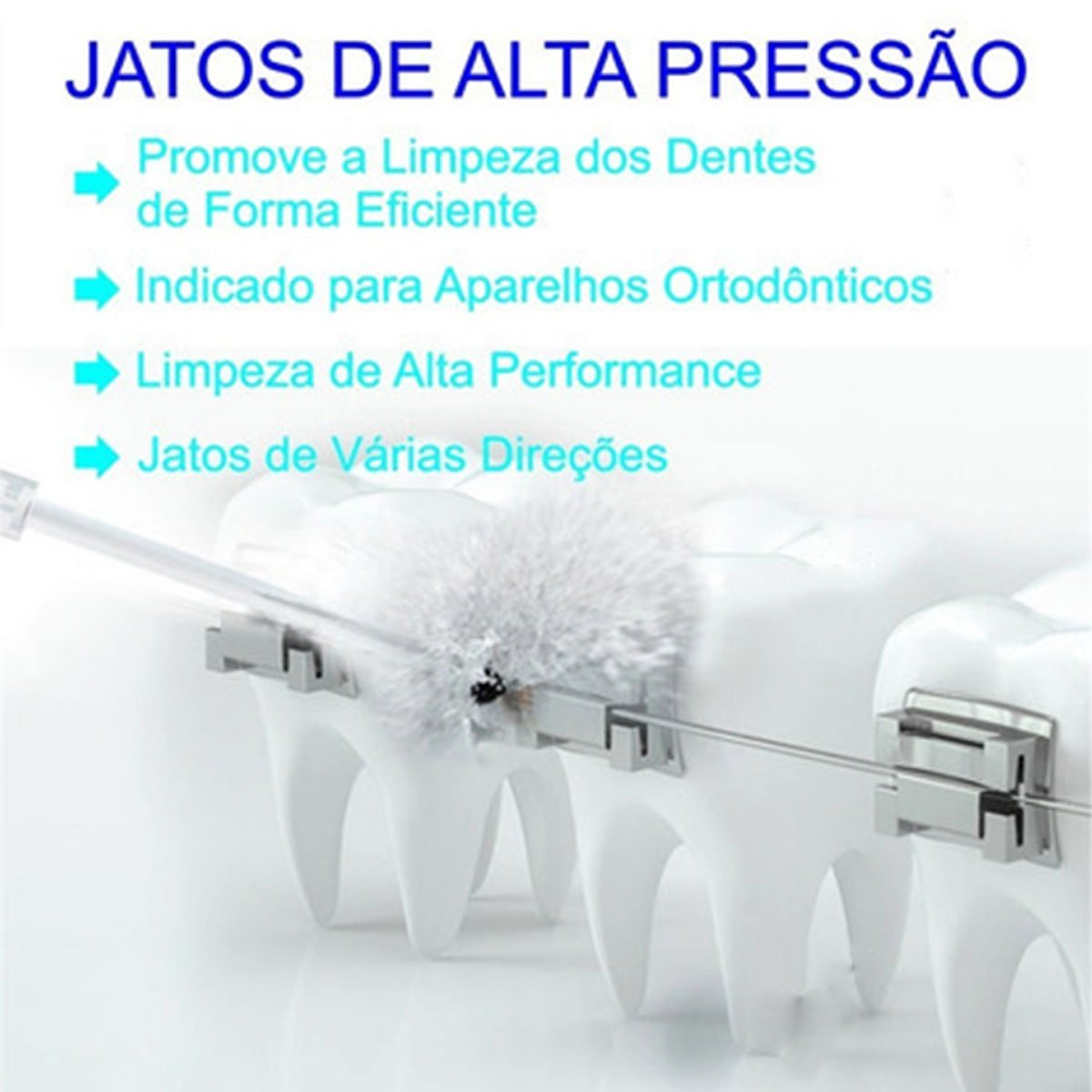 Irrigador Jato de Limpeza Dental Oral Higiene Bucal Eletrico Escova Dentes Implante Aparelho Ortodon - 6