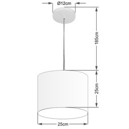 Lustre Pendente Cilíndrico Vivare Md-4201 Cúpula em Tecido 25x25cm - Bivolt - Café - Bivolt - 2