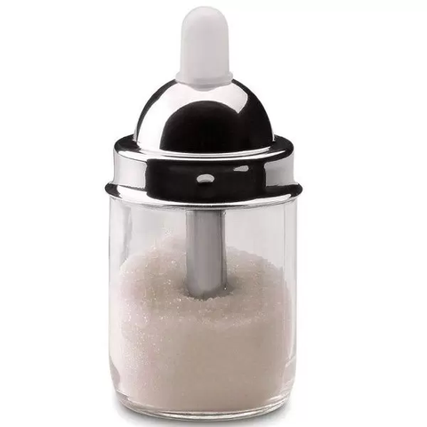 Açucareiro com Dosador Vidro e Aço Inox com Tampa 250g Forma