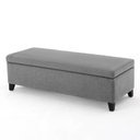 Ver imagem 1 de Recamier Bau Julia 1,20m Suede Cinza - Inova Decor Inova Decorações