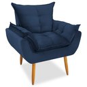 Ver imagem 1 de Poltrona Decorativa Opala Pés Palito Veludo Azul Marinho Chamby Móveis