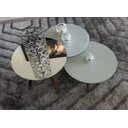 Ver imagem 2 de Conjunto sala 3 mesas de centro laqueada com brilho vidro e espelho pés palito - Off White