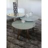 Conjunto sala 3 mesas de centro laqueada com brilho vidro e espelho pés palito - Off White - 1