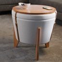 Ver imagem 5 de Puff Decorativo Baú Flex Tampo para Mesa Centro Linho Claro