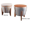 Ver imagem 2 de Puff Decorativo Baú Flex Tampo para Mesa Centro Linho Claro