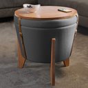 Ver imagem 5 de Puff Redondo 3 em 1 Flex baú banqueta ou mesa apoio Decorativo luxo - Cinza Grafite