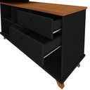 Ver imagem 3 de Mesa de Escritório em L Retrô 3 Gavetas Arizona Freijó Preto