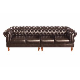 Sofá Fixo Chesterfield Duquesa 4 Lugares Modulado Decoração Vintage Imperial - Couríssimo Café - 1