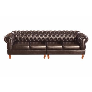 Sofá Fixo Chesterfield Duquesa 4 Lugares Modulado Decoração Vintage Imperial - Couríssimo Café