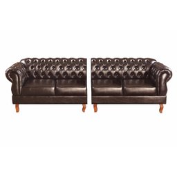 Sofá Fixo Chesterfield Duquesa 4 Lugares Modulado Decoração Vintage Imperial - Couríssimo Café - 2