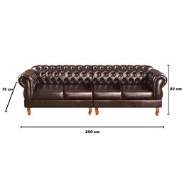 Sofá Fixo Chesterfield Duquesa 4 Lugares Modulado Decoração Vintage Imperial - Couríssimo Café - 3