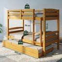 Ver imagem 2 de Cama Treliche Solteiro Madeira Maciça Auxiliar com Proteção:Mel