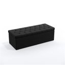 Ver imagem 3 de Kit Cabeceira Estofada Decorativa Pegasus e Calçadeira Sagitarius 160 Para Cama Queen Sued Preto Ara