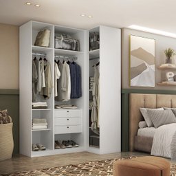 Guarda Roupa de Canto Reto 4 Portas Espelho Altezza Trend Belmax:branco - 2