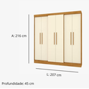 Ver imagem 4 de Guarda Roupa Casal 6 Portas Flórida Freijó/off White
