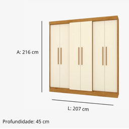 Guarda Roupa Casal 6 Portas Flórida Freijó/off White - 4