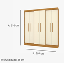 Ver imagem 4 de Guarda Roupa Casal 6 Portas Flórida Freijó/off White