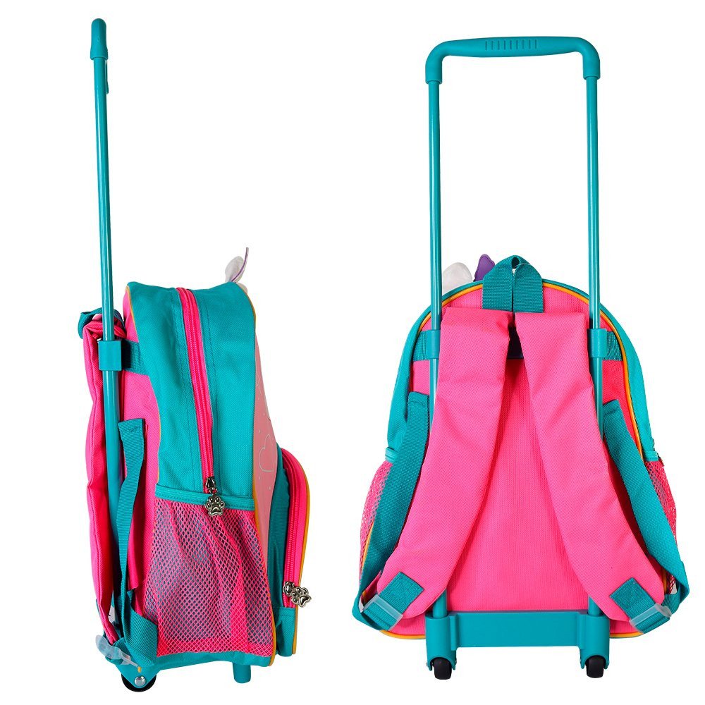 Mochila Escolar Unicórnio Rosa Infantil com Rodinhas - 2