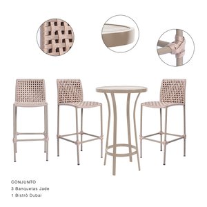 CONJUNTO PARA ÁREA COM 03 BANQUETAS JADE E 01 BISTRO DUBAI