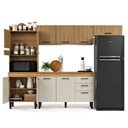 Ver imagem 3 de Cozinha Completa Modulada com Nichos MDF Veneza 243cm Branco/Off White Ripado Amadeirado