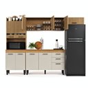 Ver imagem 7 de Cozinha Completa Modulada com Nichos MDF Veneza 243cm Branco/Off White Ripado Amadeirado