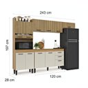 Ver imagem 4 de Cozinha Completa Modulada com Nichos MDF Veneza 243cm Branco/Off White Ripado Amadeirado
