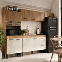 Ver imagem 1 de Cozinha Completa Modulada com Nichos MDF Veneza 243cm Branco/Off White Ripado Amadeirado