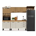 Ver mais imagens de Cozinha Completa Modulada com Nichos MDF Veneza 243cm Branco/Off White Ripado Amadeirado