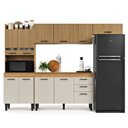 Ver imagem 5 de Cozinha Completa Modulada com Nichos MDF Veneza 243cm Branco/Off White Ripado Amadeirado