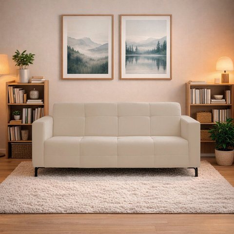 Sofá 3 Lugares Living Sala de Estar 200cm Bento em Aço Veludo K01 - D'rossi