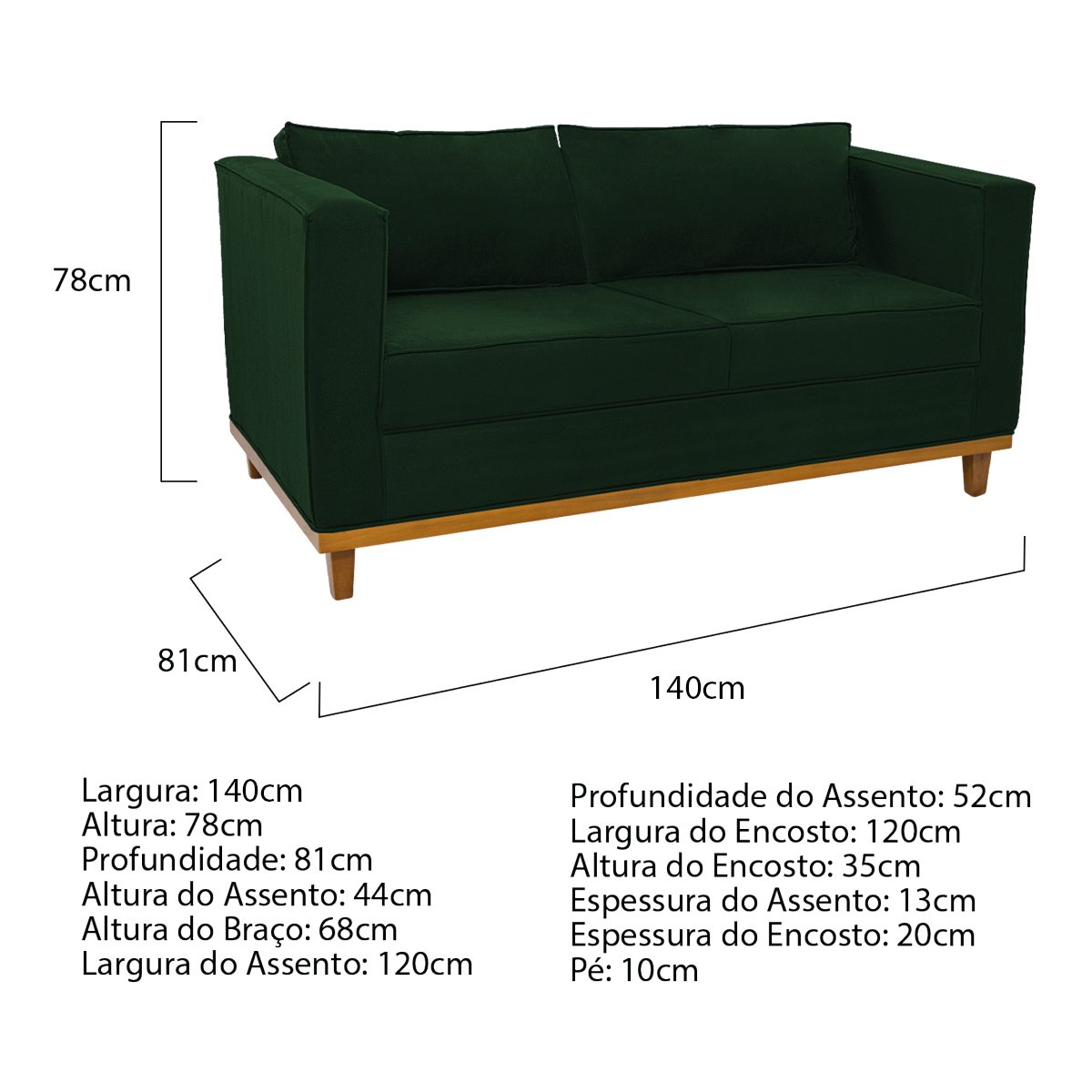 Kit Sofá 2 Lugares e Poltrona Europa Suede ADJ Decor - Verde - 3