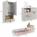 Ver imagem 5 de Quarto Infantil Completo Guarda Roupa Cômoda e Cama Montessoriana Lille CJ076 Branco - Art In Mó