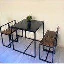 Ver imagem 4 de Conjunto Mesa 4 Cadeiras Pequena Madeira Imbuia Industrial Black Box