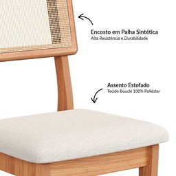 Conjunto 02 Cadeiras de Jantar com Assento Estofado e Encosto com Tela Palhinha Ca35 Dalla Costa - 3